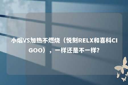 小烟VS加热不燃烧（悦刻RELX和喜科CIGOO），一样还是不一样？