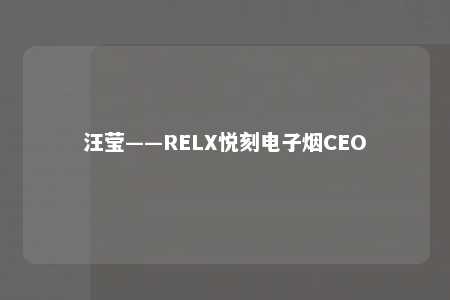 汪莹——RELX悦刻电子烟CEO